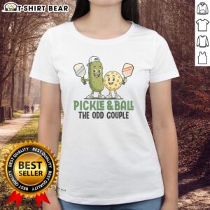 Original Pickle And Ball The Odd Couple Pickleball Matching Ladies shirt featuring a fun pickleball design.