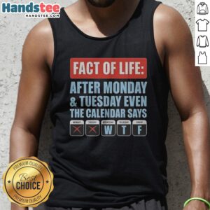 Hot Fact Of Life After Monday And Tuesday Even The Calendar Says Tank Top in white, sleeveless casual wear