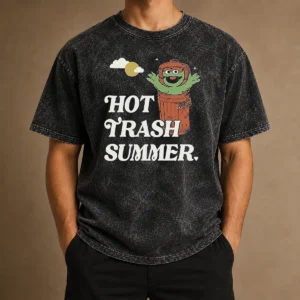 Pretty Vintage Oscar The Grouch Trash Can Hot Trash Summer Washed T-Shirt