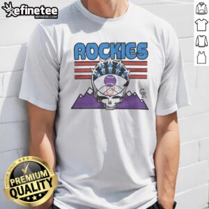Good MLB X Grateful Dead X Rockies Americana t shirt featuring a classic crew neck and short sleeves