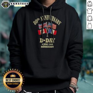 Premium 80th Anniversary D Day 6 June 1944 Normandy hoodie showcasing a tribute to historical events