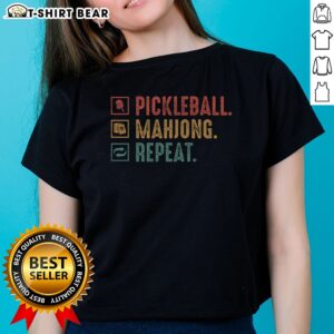 Good Pickleball Mahjong Repeat Ladies Shirt featuring a fun pickleball and mahjong design.