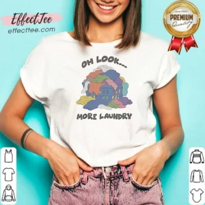 Funny Oh Look More Laundry V Neck Shirt v neck optimized in heather gray with short sleeves
