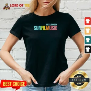 Official Jack Johnson Surfilmusic Tour 2026 V Neck Shirt v neck optimized showing fitted neckline and soft fabric texture