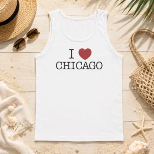 Nice I Love Chicago Heart Tank Top