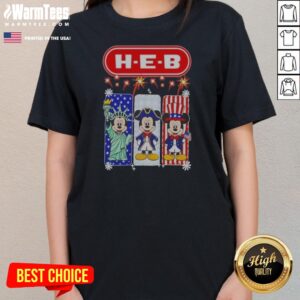 H E B Mickey Mouse USA Patriotic Fireworks ladies tee on ladies tee