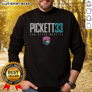 Hot San Diego Wave FC Pickett 33 Sweatshirt featuring vibrant team colors and logo for fans.