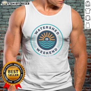 Hot Watershed Weekend June 11 14 Logo Sun Water Icon Nature Outdoors Minimalist Tank top featuring a nature-inspired design.