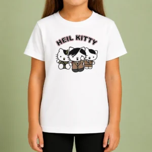 Top Heil Kitty Parody Satire Cartoon Funny Kids T-Shirt