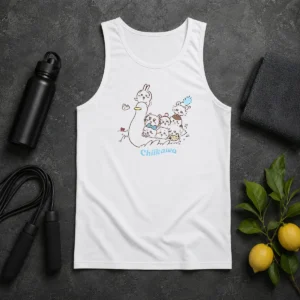 Premium Chiikawa Characters And Duck Friend Illustration From The Tank Top