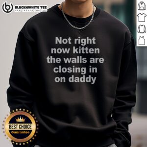Hot Not Right Now Kitten The Walls Are Closing In On Daddy Sweatshirt featuring a playful kitten graphic