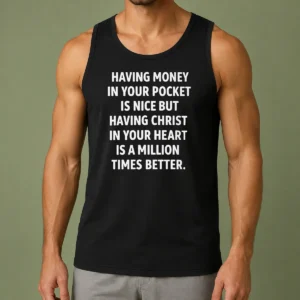 Official Having Money In Your Pocket Is Nice But Having Christ In Your Heart Is Better Tank Top