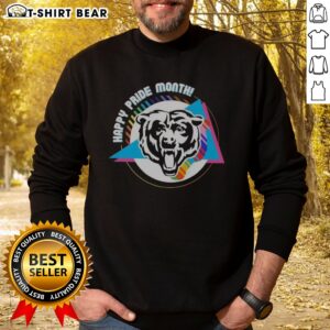 Funny Chicago Bears Happy Pride Month Logo Sweatshirt featuring vibrant colors and a playful design.