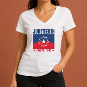 Nice Juneteenth Red White Blue Freedom Flag 1865 Emancipation Day V-Neck Shirt
