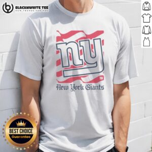 Awesome New York Giants American Heritage Wordmark Shirt displayed in vibrant blue with bold graphics