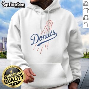 Pretty Donuts MLB Style Logo hoodie in a classic pullover style with front pouch pocket and drawstring hood