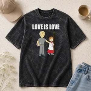 Nice Love Is Love Priest And Altar Boy Satire Washed T-Shirt