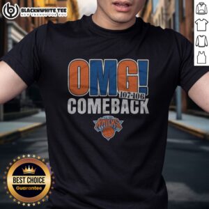 Funny New York Knicks OMG! Comeback Shirt featuring bold text on a comfortable cotton tee