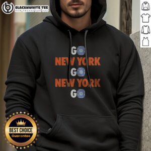 Pretty New York Knicks Go NY Go NY Go World Champions 3 Rings Hoodie in blue with front pocket and drawstring hood