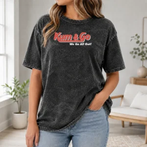 Pretty Johnny Knoxville Kum And Go We Go All Out washed t shirt showing soft fabric and vintage style print