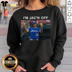 Top Jac Caglianone I'M Jac'N Off Sweatshirt featuring a bold graphic design