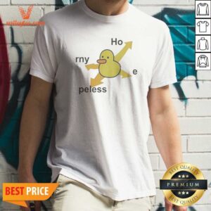 Top Rny Peless Duck In Distress shirt optimized on a classic crew neck short sleeve t-shirt