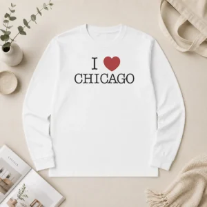 Nice I Love Chicago Heart Long Sleeve Shirt