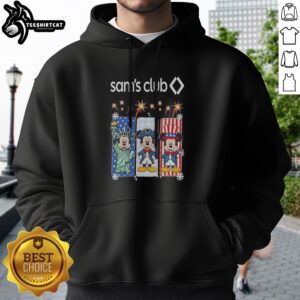 Hot Sam'S Club Mickey Mouse Patriotic Characters Fireworks Hoodie featuring vibrant fireworks and Mickey Mouse in patriotic colors