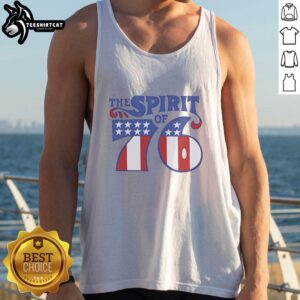 Awesome The Spirit Of 76 vintage tank top featuring patriotic graphics and a classic fit for stylish summer wear.