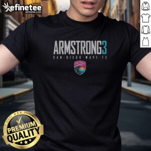 Awesome San Diego Wave FC Armstrong 3 Player Logo NWSL Soccer t shirt showcasing vibrant team colors and logo