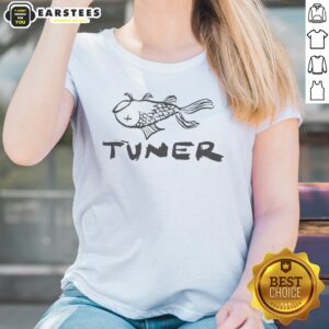 Top Tuner Dead Fish Minimalist Illustration ladies shirt showcasing a unique and artistic design.
