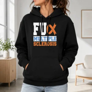 Nice Fck Multiple Sclerosis Hoodie in charcoal gray with front graphic logo