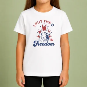 Funny I Put The D In Freedom Eagle 4th Of July Kids T-Shirt