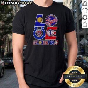 Official Indianapolis Sports Teams Love Logos Shirt featuring vibrant team logos on soft fabric.