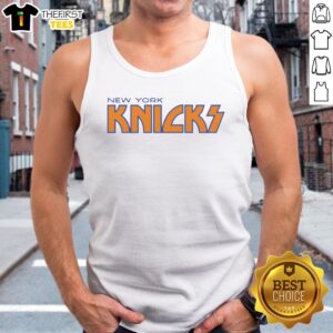 Good New York Knicks Kiss Logo Parody Tank Top featuring a bold graphic design on a sleeveless cotton shirt