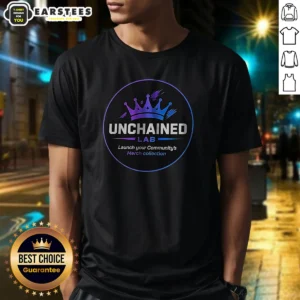 Good Unchained Lab Launch Your Communitys shirt in classic fit cotton tee with bold graphic print
