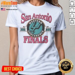 San Antonio Spurs Western Conference Finals 2026 NBA Graphic ladies tee showcasing a vibrant team logo and design.