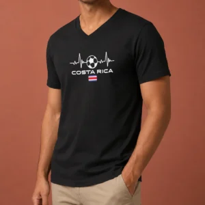 Top Costa Rica Football Soccer V-Neck Shirt
