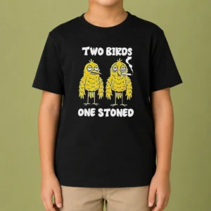 Hot Two Birds One Stoned Smoking Kids T-Shirt