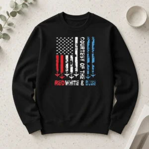 Pretty Courtesy Of The Red White And Blue America US Flag Patriotic 4th Of July Long Sleeve Shirt