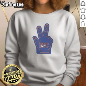 Awesome New York Knicks NYC Foam Finger Logo Basketball sweatshirt in navy blue with bold graphic print