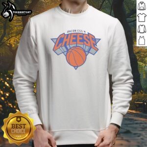 Official New York Knicks Bacon Egg N Cheese Sweatshirt featuring vibrant team colors and logo.