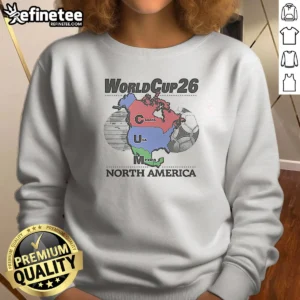 Pretty World Cup 26 (Cum Map) Sweatshirt in classic crewneck style with vibrant map print