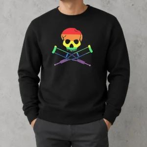 Good Rainbow Skull And Crutches Pride Symbol Disability Awareness Sweater