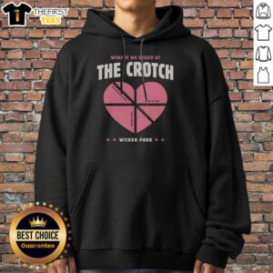 Official What If We Kissed At The Crotch Milwaukee Ave North Ave Damen Ave Wicker Park Hoodie displayed on a hanger