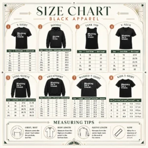 Size chart for Pretty Masking For A Friend showing garment measurements in inches and centimeters