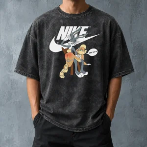 Good Nike Bugs Bunny Spanking Lola Washed T Shirt showing front graphic on soft washed cotton fabric