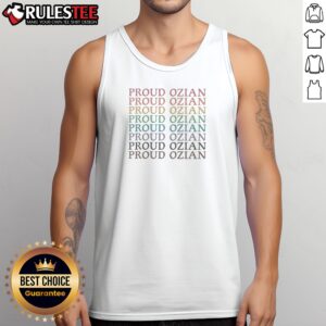 Original Proud Ozian Rainbow Multicolor Repeated Bold Text LGBTQ Wizard Of Oz Fan Tank Top