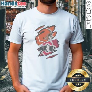 Good Cleveland Browns And Ohio State University Logo Torn Shirt featuring a distressed design.