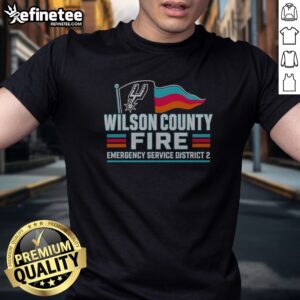 Official San Antonio Spurs Wilson County Fire Emergency Service District 2 Team Logo t shirt displayed on a neutral background